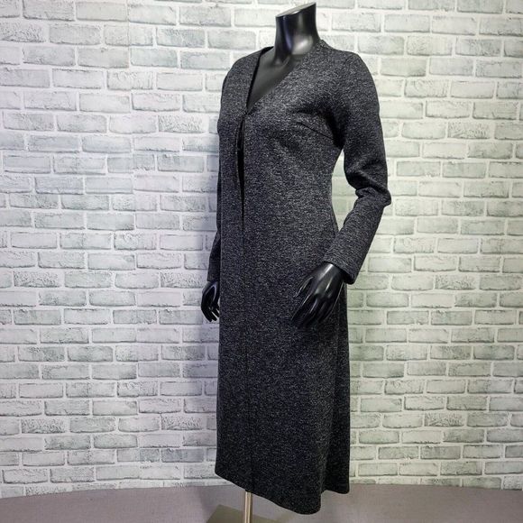 Vintage 90s Eye Candy Size M Black Grey Long Cardigan Duster Tie Front Grunge - Picture 4 of 9